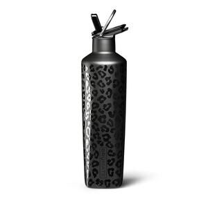 Brumate ReHydration Water Bottle Black Onyx Leopard 25oz Straw Matte